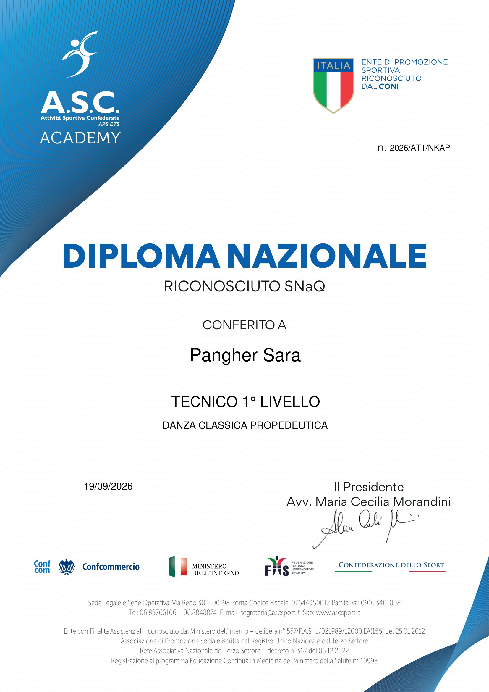 Attestato cartaceo