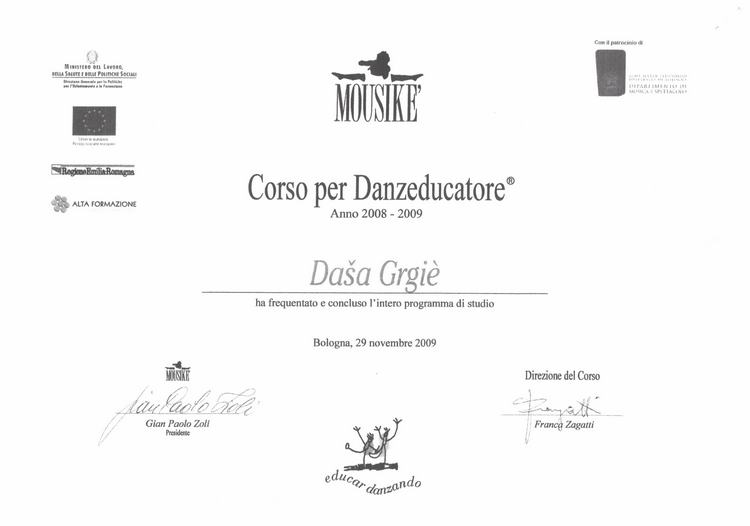 Diploma DanzaEducatrice Mousiké