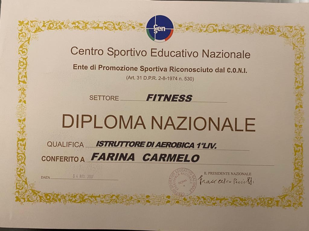 diploma istruttore aerobica